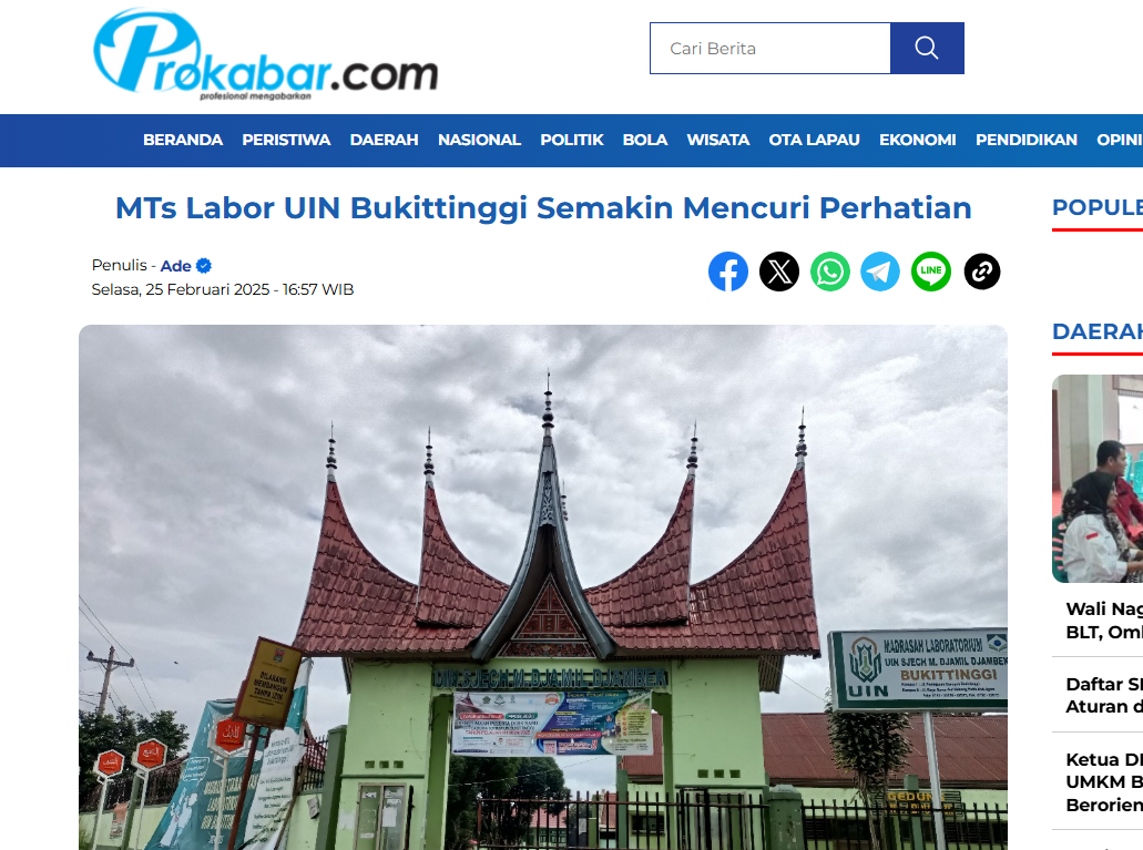 MTs Labor UIN Bukittinggi Kian Populer, Diliput Berbagai Media Sumatera Barat