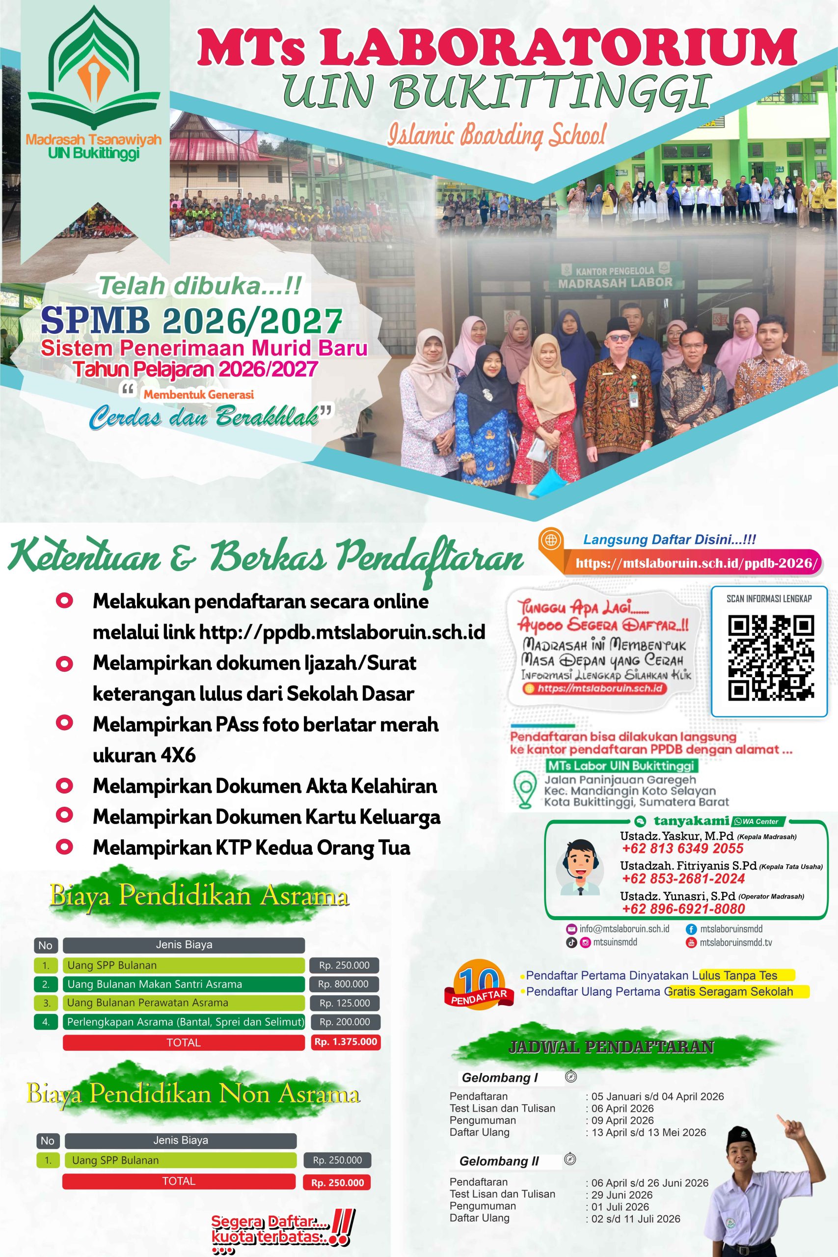 MTs Laboratorium UIN Bukittinggi Resmi Membuka SPMB TP. 2026/2027, Siap Membentuk Generasi Cerdas dan Berakhlak